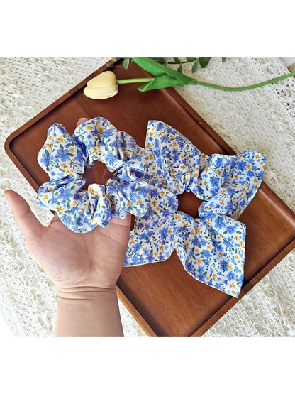 Gifty - Floral Print Polyester Fabric Scrunchie