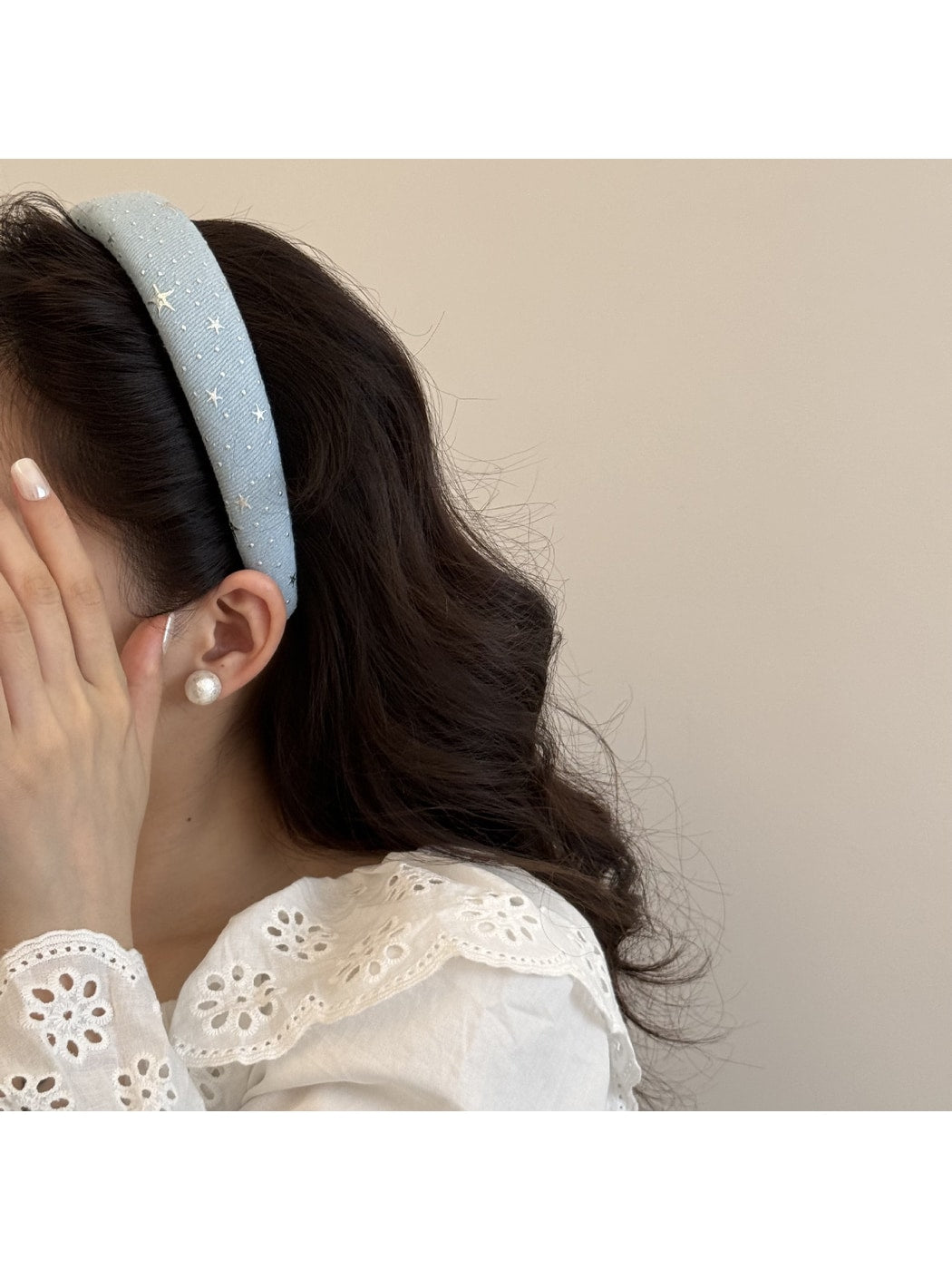 Gifty - Geometric Silver Star Detail Padded Headband