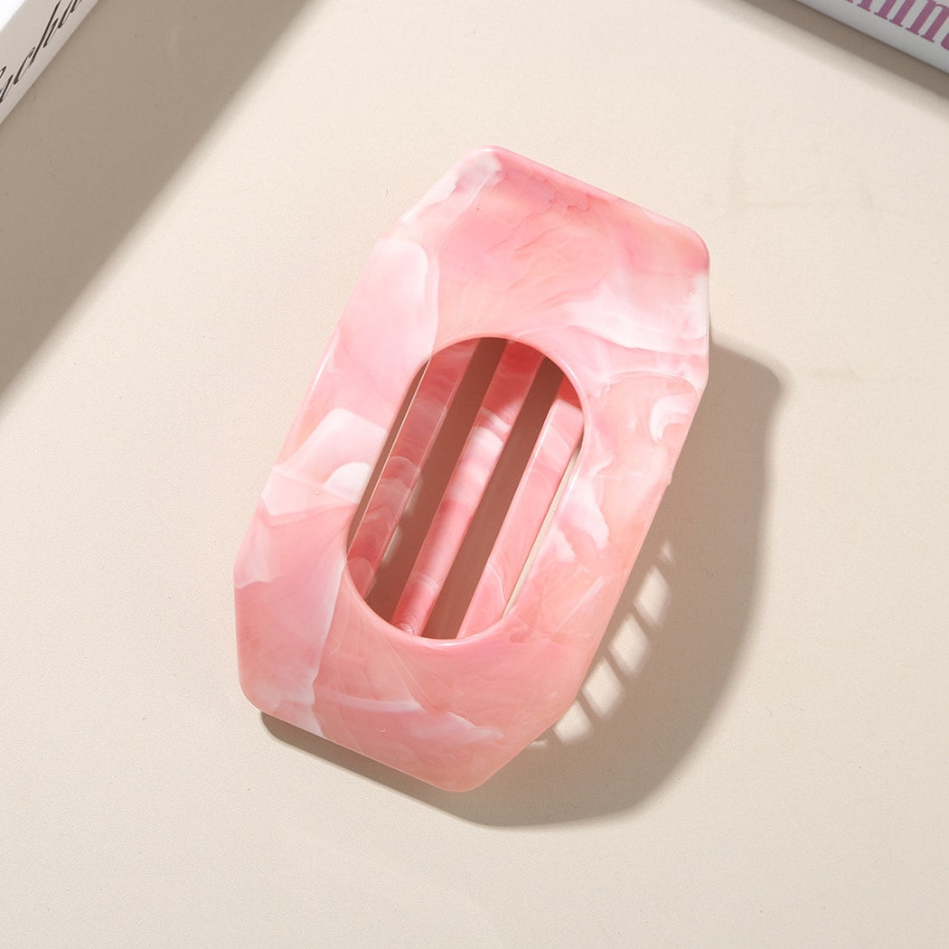 Beau - Marble Pattern Geometric Oval Hair Clip