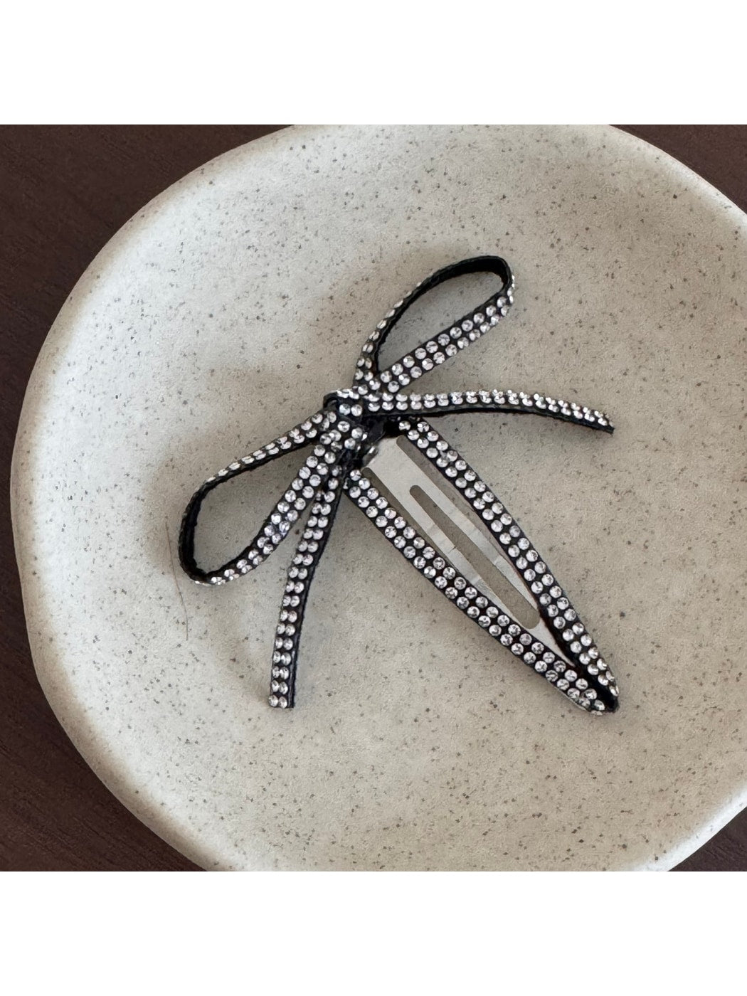 Beau - Rhinestone Bow Side Snap Hair Clip
