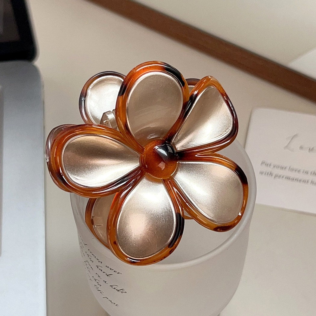 Beau - Glossy Five Petal Floral ABS Claw Clip