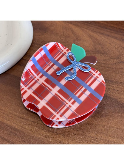 Beau - Vintage Red White Checkered Apple Hair Clip