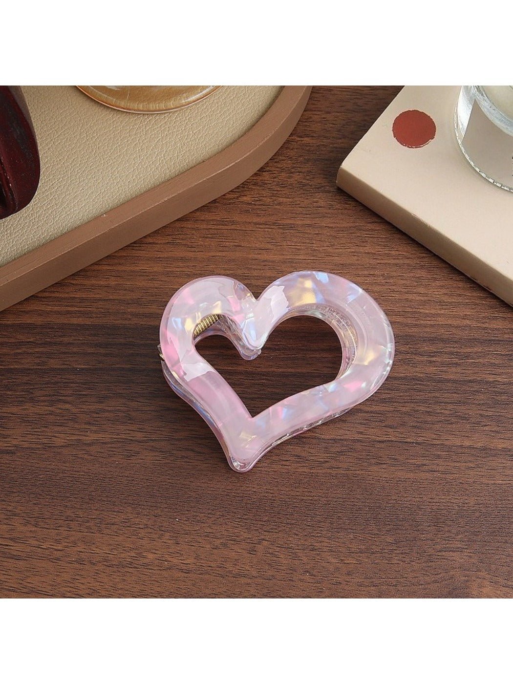 Beau - Iridescent Heart Shaped Claw Clip