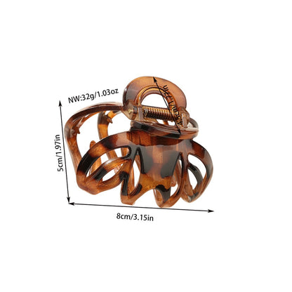 Beau - Glossy Openwork Leopard Pattern Claw Clip