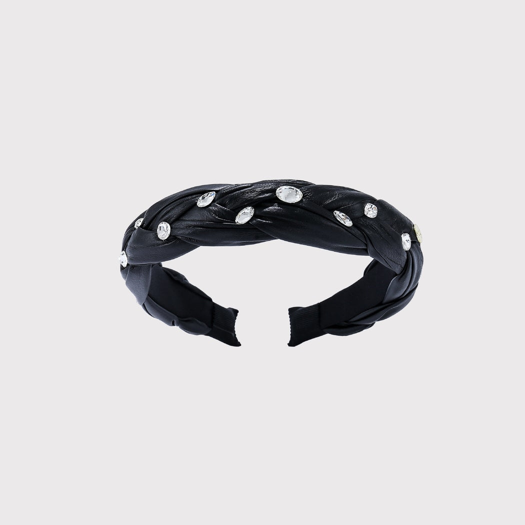 Gifty - Vintage Solid Black Braided Headband