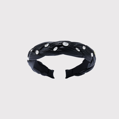 Gifty - Vintage Solid Black Braided Headband