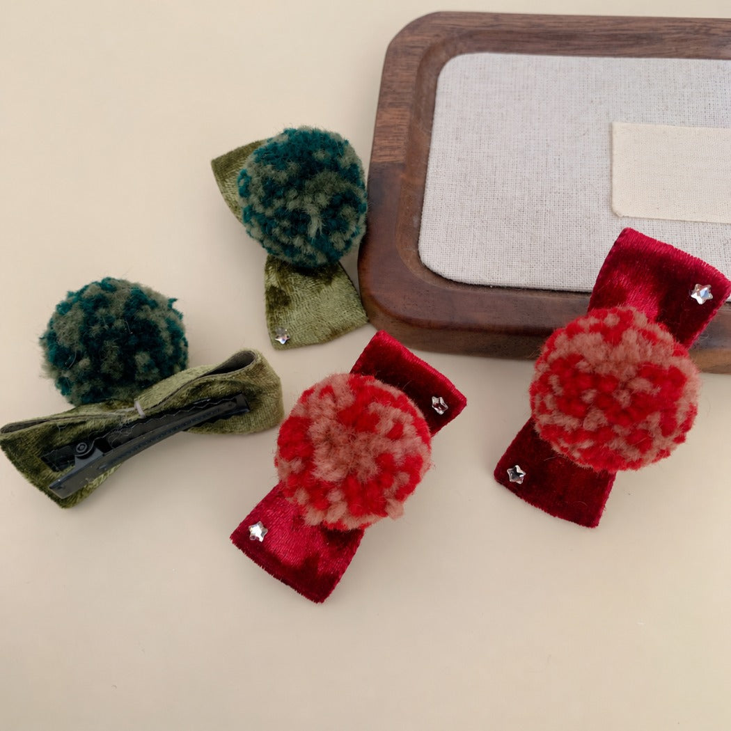 Beau - Pom-Pom Bow 2 Pack Hair Clip