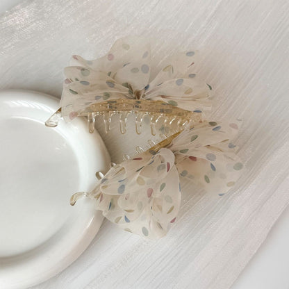 Beau - Sheer Mesh Bow Twist Design Banana Clip