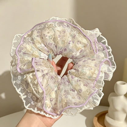 Gifty - Sheer Ruffle Floral Print Scrunchie
