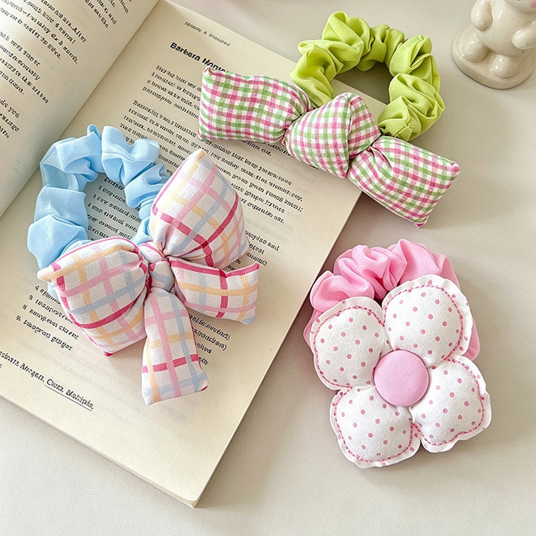 Gifty - Plaid Bow Detail Elastic Scrunchie