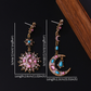 Earedge - Retro Sun and Moon Dangle Stud Earrings