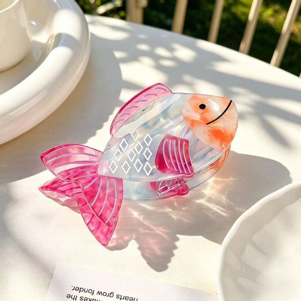 Beau - Glossy Acetate Goldfish Design Claw Clip