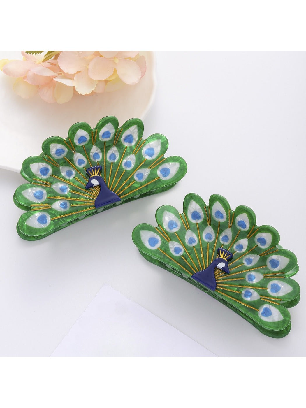 Beau - Retro Peacock Shaped Hair Claw Clip