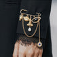 Brovia - Abstract Face Motif Chain Detail Statement Brooch