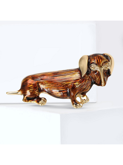 Brovia - Alloy Dog Shape Rhinestone Brooch Pin