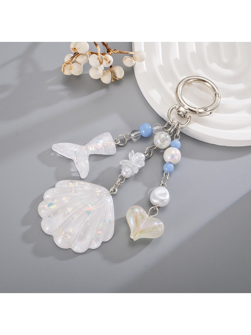 Keypus - Decorative Shell and Fish Tail Purse Charm Keychain