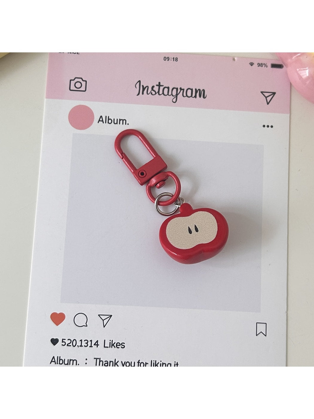 Keypus - Cute Half Apple Bag Charm Keychain Accessory