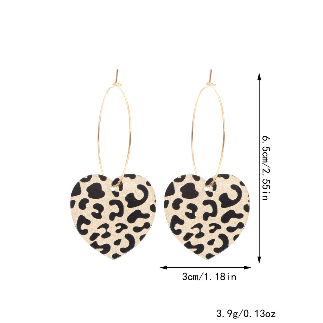 Earedge - Leopard Print Heart Shaped Earrings