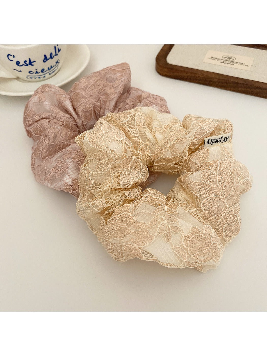 Gifty - Spring Hollow Embroidery Scrunchie Hair Tie