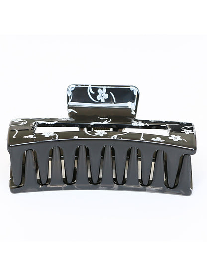 Beau - Square Hollow Floral Print Hair Claw Clip
