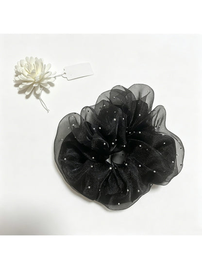 Gifty rhinestone tulle scrunchie displayed on a white background