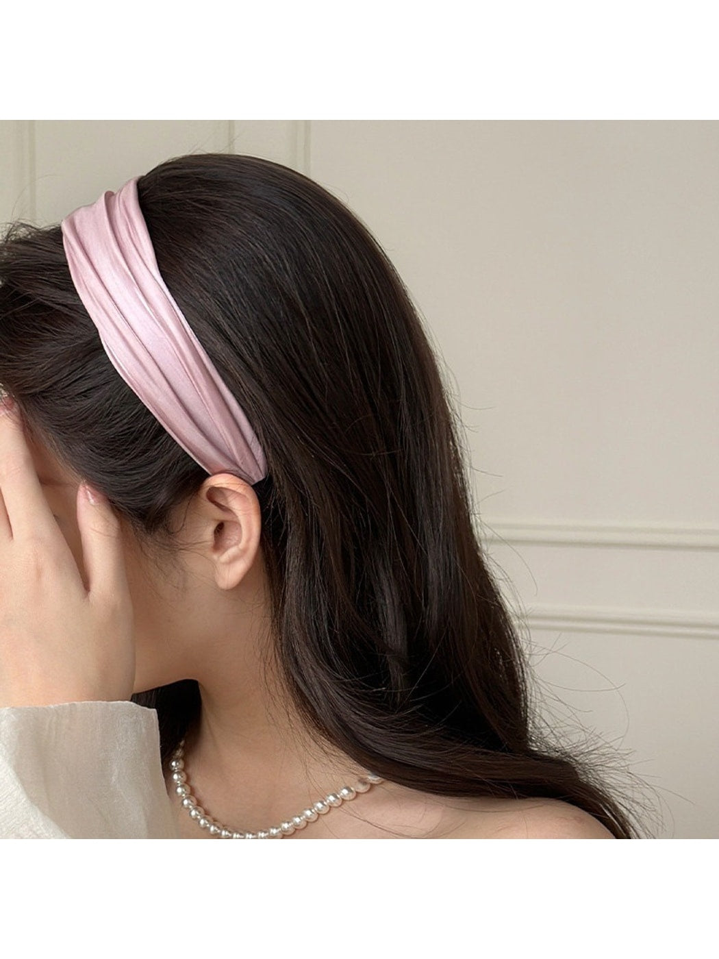 Gifty - Satin Pleated Wide Fabric Women's Headband