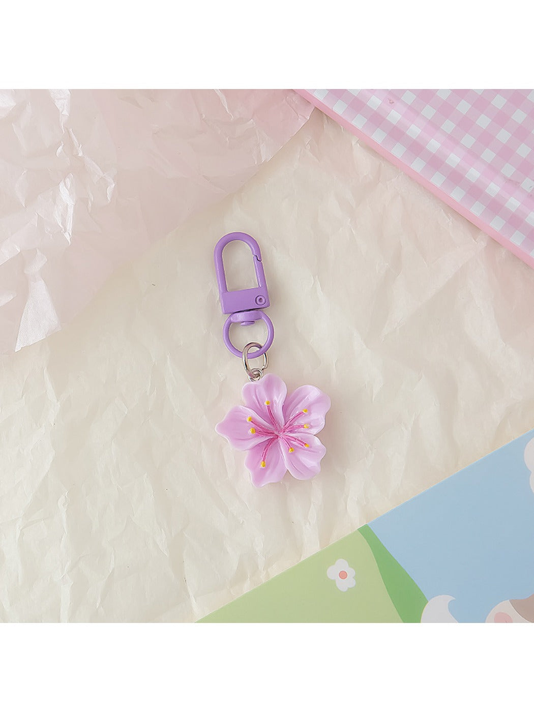 Keypus - Macaron Colored Cherry Blossom Keychain