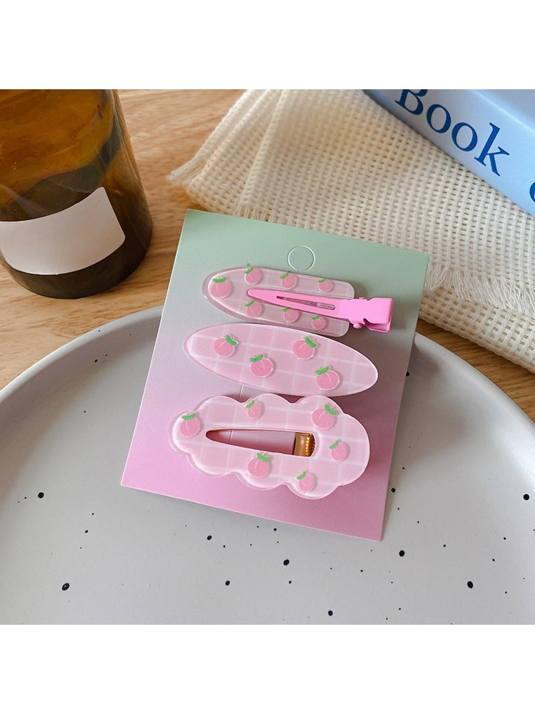 Beau - Bow and Polka Dot Duckbill Hair Clip Set