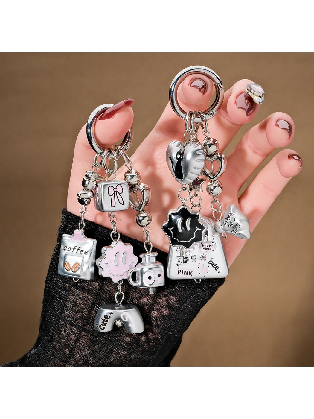 Keypus - Acrylic Alloy Bag and Bow Pendant Keychain