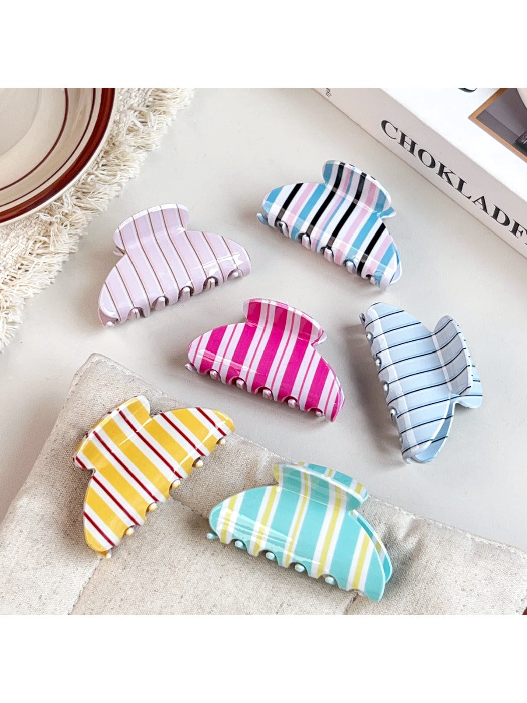 Beau - Striped PVC Sweet Style Claw Clip