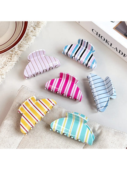 Beau - Striped PVC Sweet Style Claw Clip