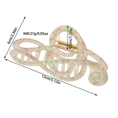 Beau - Floral Pattern PS and Alloy Hair Claw Clip