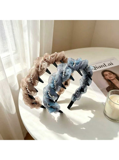 Gifty - Crinkled Trim Plastic Tooth Fabric Headband