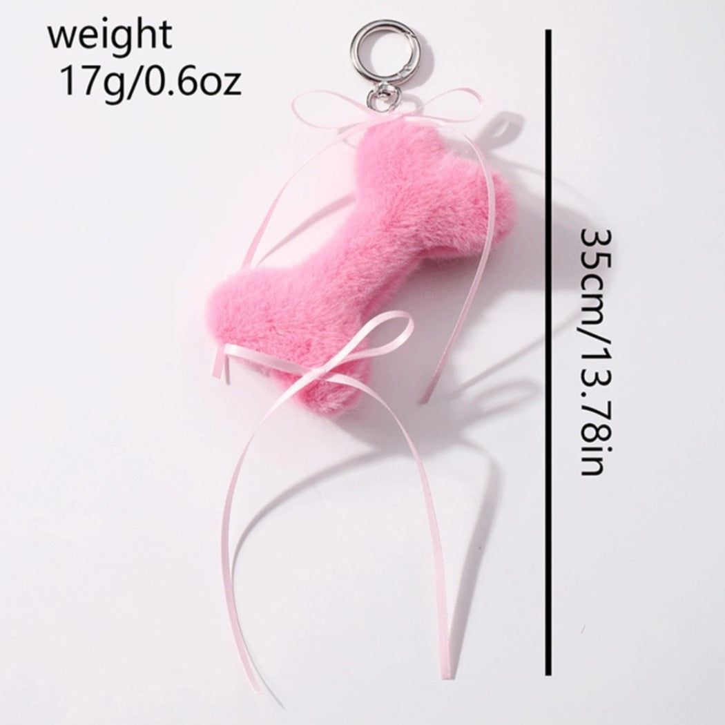 Keypus - Cute Plush Bone and Bow Keychain