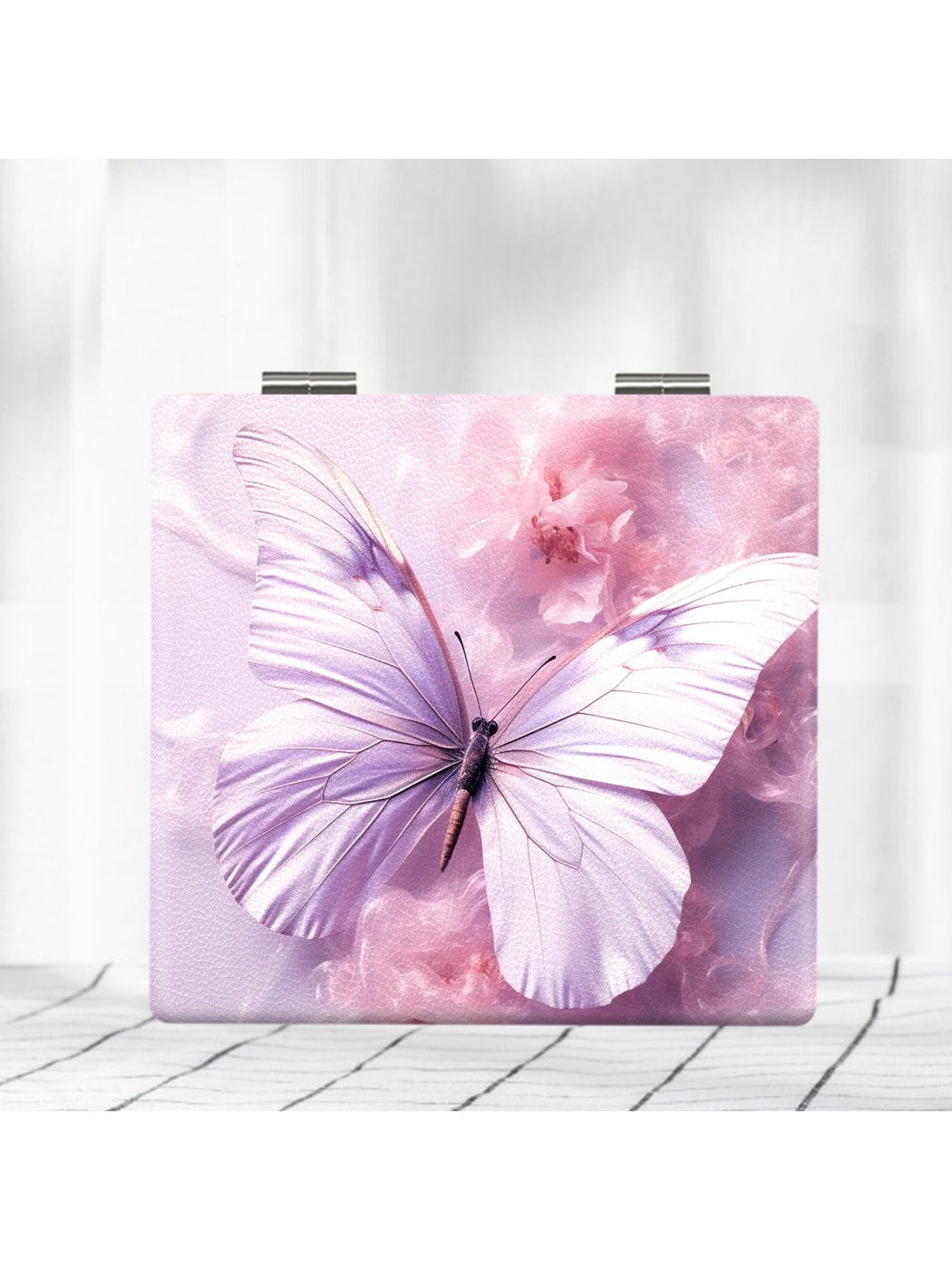 Mirroray - Butterfly Print PU Folding Vanity Mirror