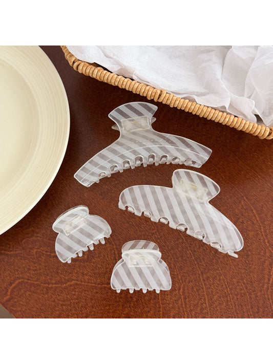 Beau - Striped Translucent Hair Claw Hair Clip