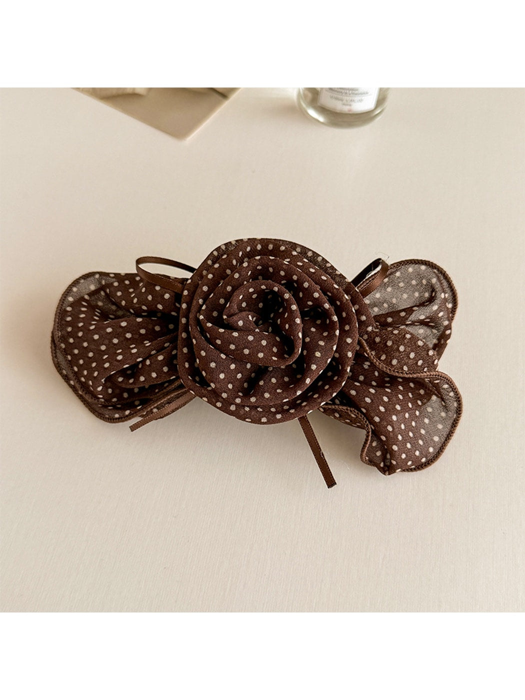 Beau - Polka Dot Rose Mesh Spring Hair Clip