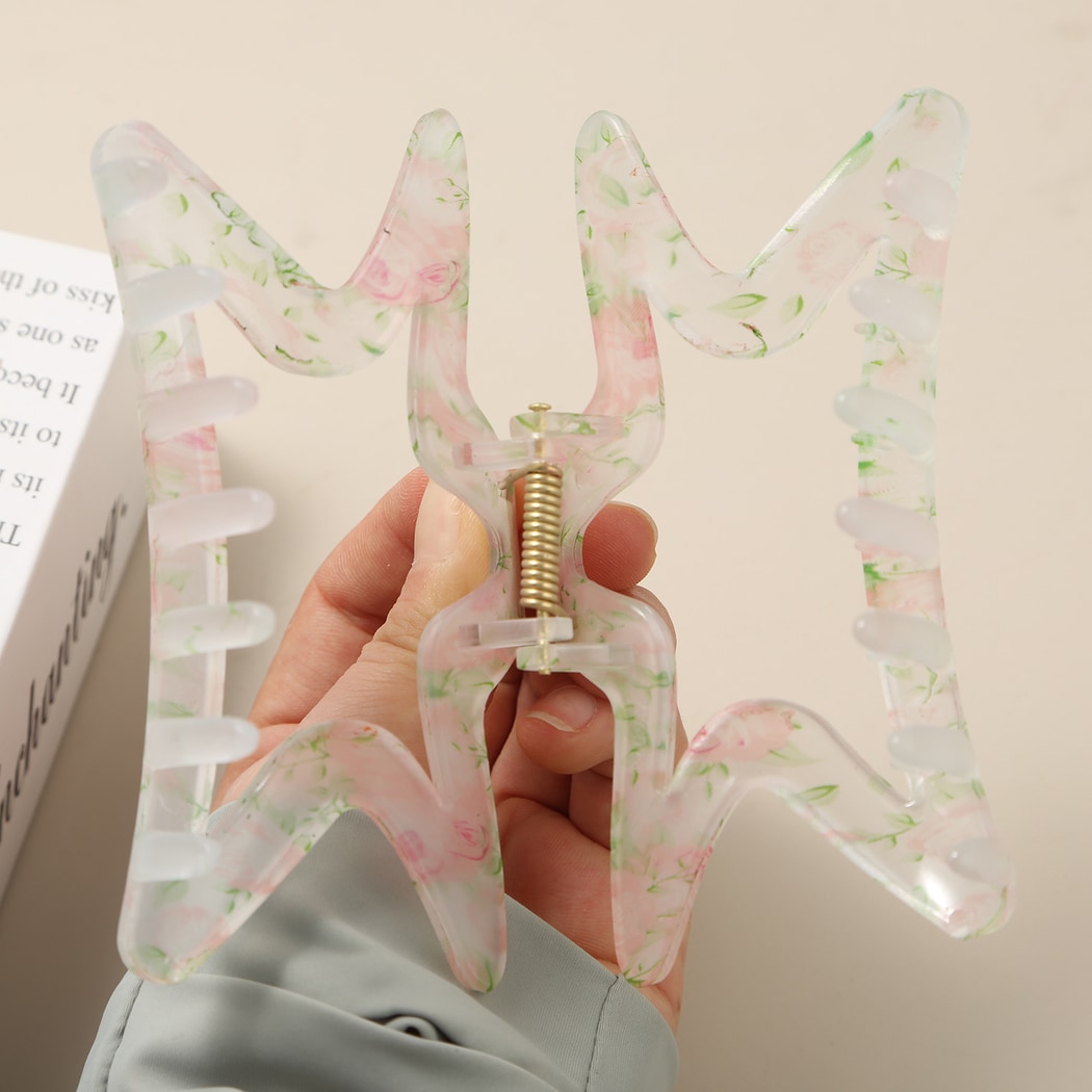 Beau - Floral Pattern PS and Alloy Hair Claw Clip