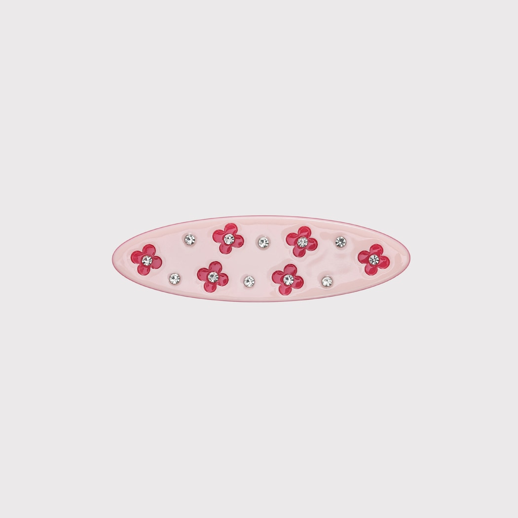 Beau - Glossy Floral Oval Side Barrette Set