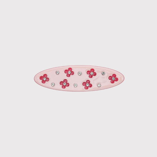 Beau - Glossy Floral Oval Side Barrette Set