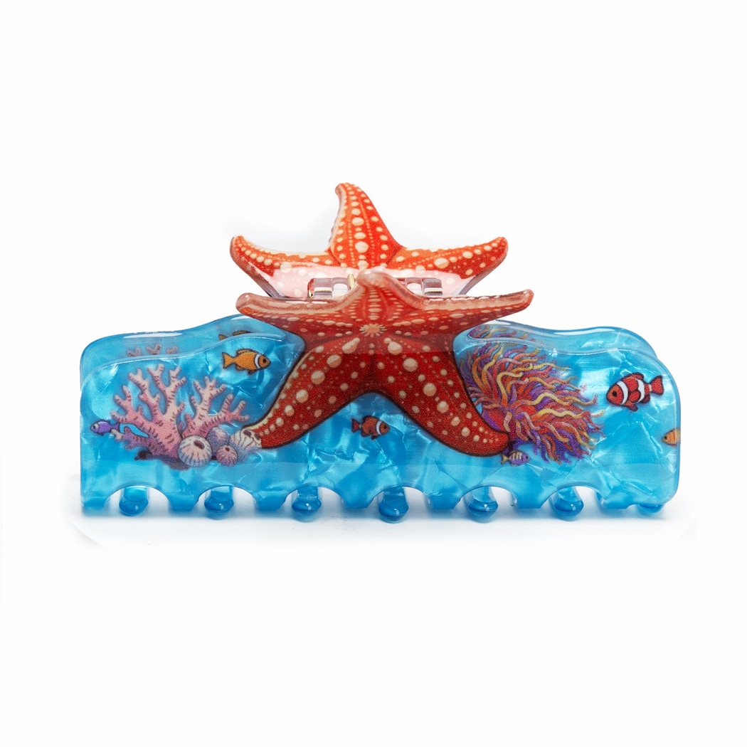 Beau - Ocean Starfish Pattern PVC Claw Clip