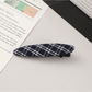 Beau - Plaid Fabric Oval Side Bangs Hair Clip