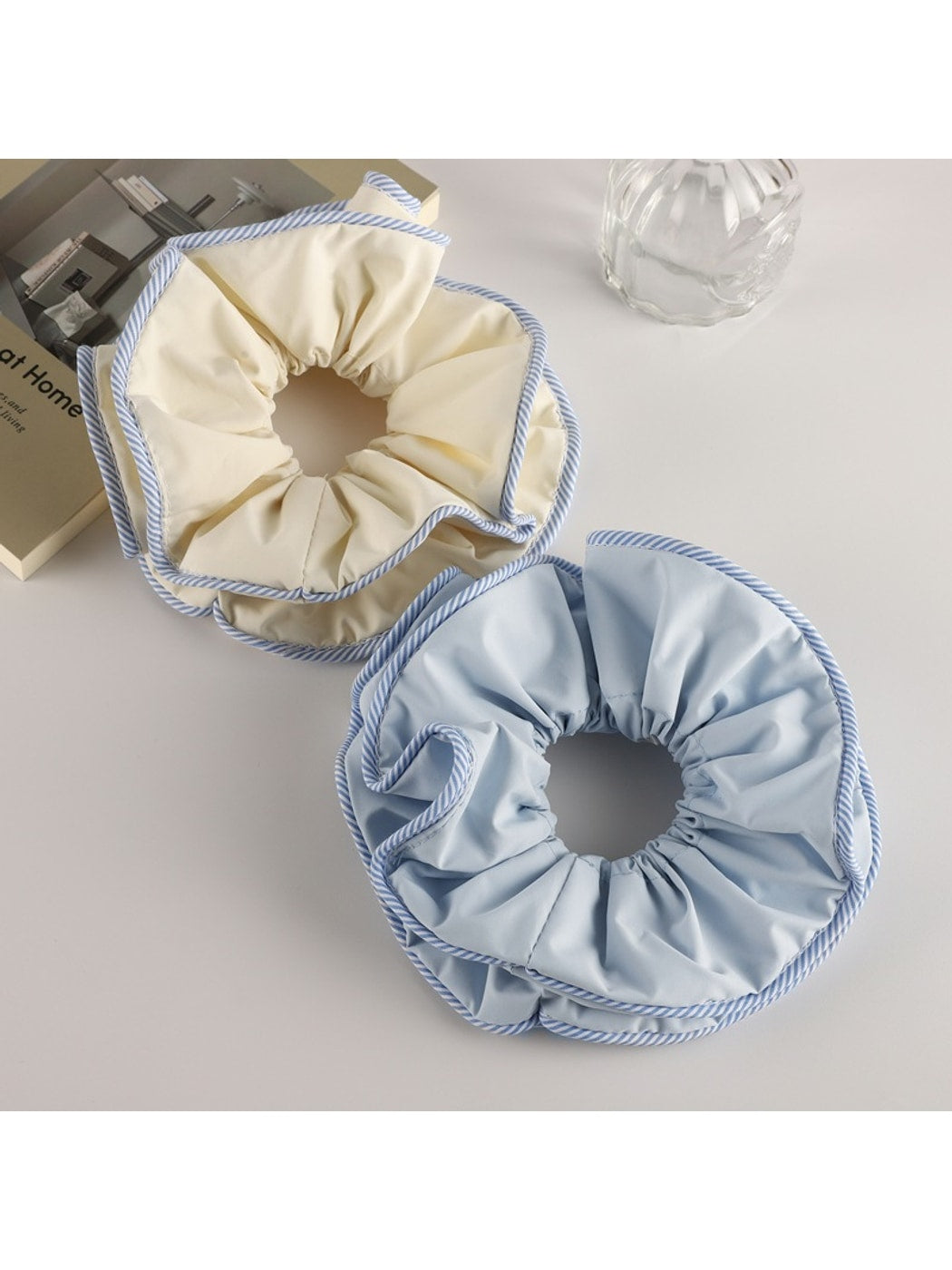 Gifty - Striped Ruffle Double Layer Fabric Scrunchie