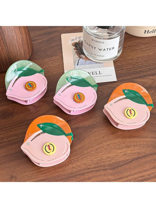 Beau - Peach Shaped Hair Claw Clip Acetate Material