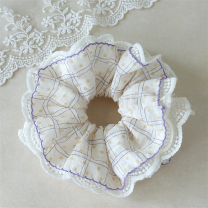Gifty - Sweet Style Polka Dot Ruffle Lace Scrunchie