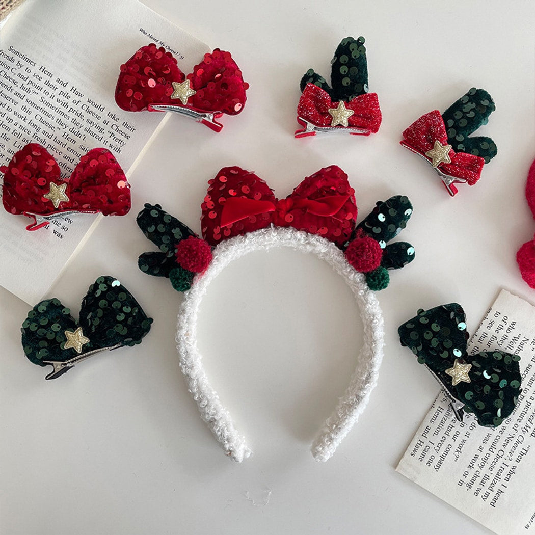 Beau - Christmas Sequin Star Bow Hair Accessories