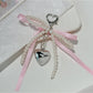 Keypus - Beaded Bow Heart Pendant Bag Charm Keychain