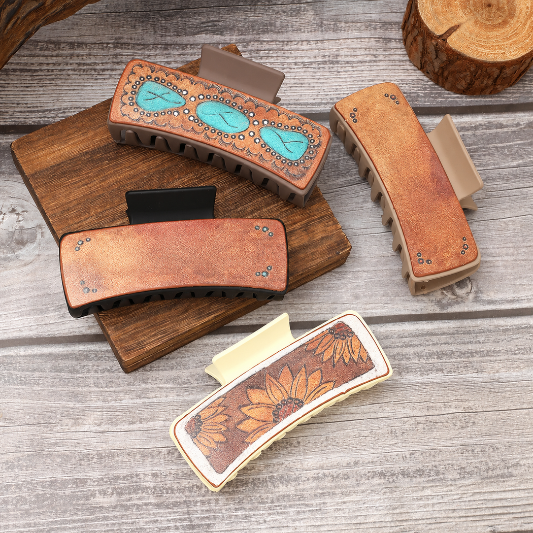 Beau - Western Sunflower Letter Hair Claw