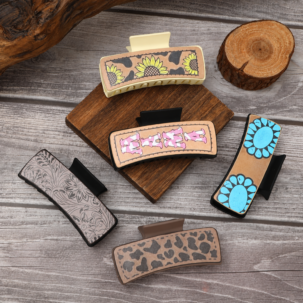 Beau - Sunflower Cow Print Hair Claw