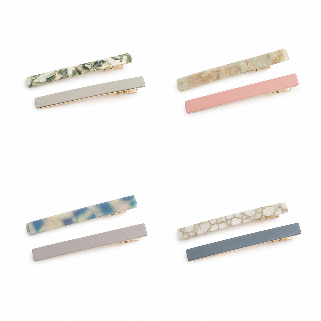 Beau - Marbled Elongated Barrette Pair